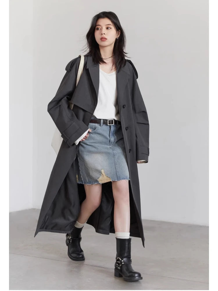 CHIC VEN Fashion Women Trench Coat Single Breasted Loose Casual New Belt Long Female Windbreaker Ladies Coat Spring Autumn 2025