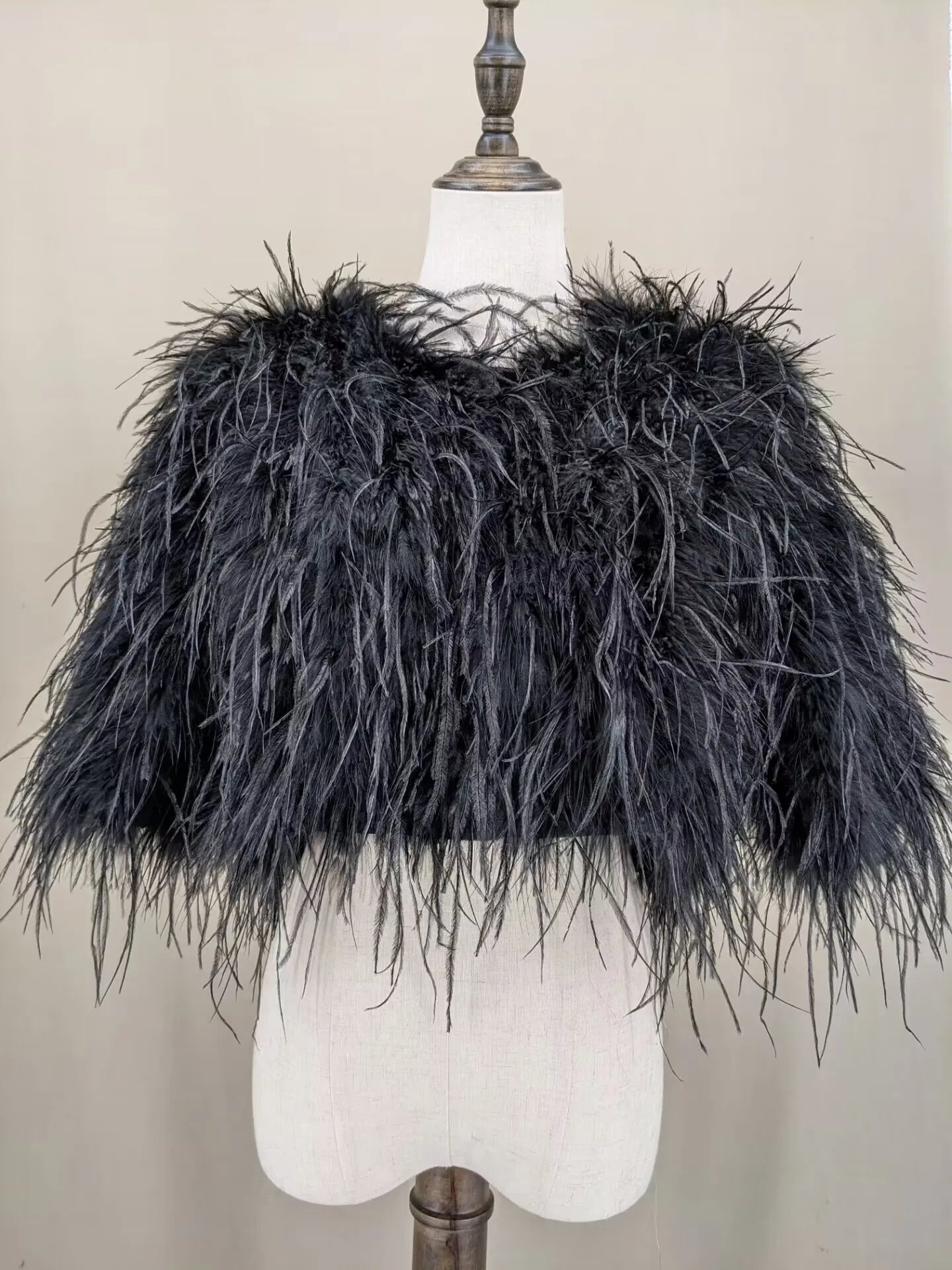 Luxurious Furry Ostrich Feather Jacket, Peach Fuzz Fashion, Wedding Party, Concert, Bride B230408, 2024