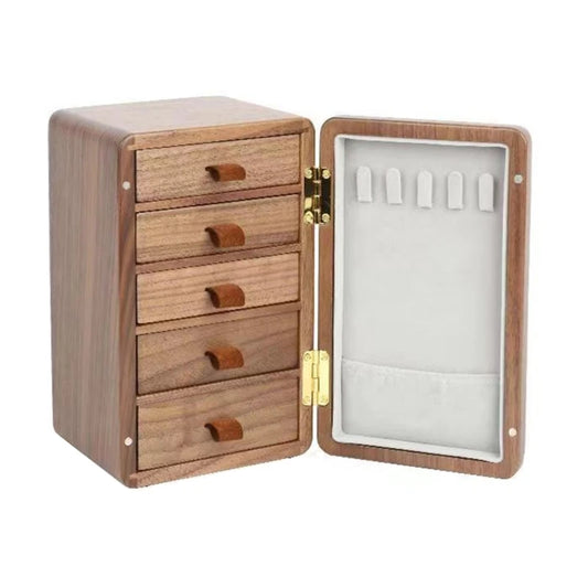 Wood Jewelry Box Vintage Style for Necklaces Rings 5Drawers Jewellery Organiser Bracelet Watch Display Box