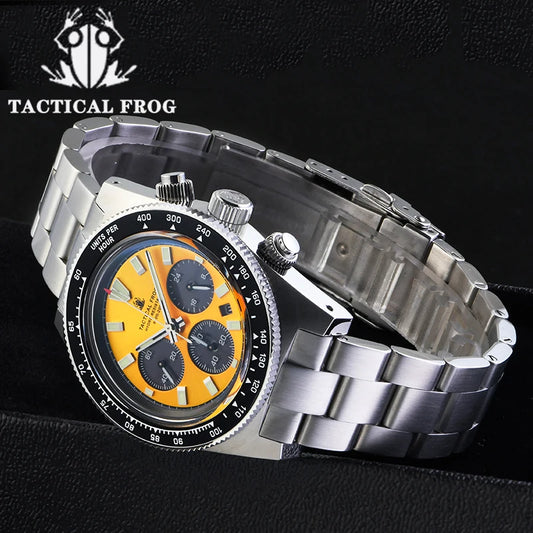 Tactical Frog V2 Solar Chronograph Watch Sapphire Crystal Mirror Ceramic Bezel VS75A Eco-Drive Quartz 20Bar Waterproof Men Watch