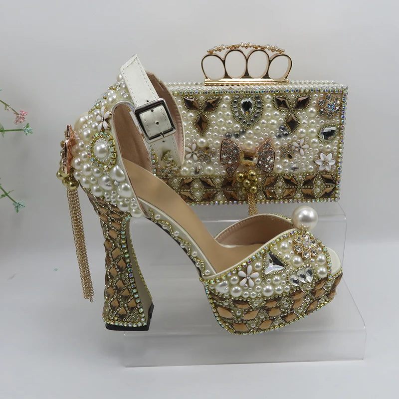 Champagne Crystal Bridals Party shoes 11cm Strange Heel Women Summer Sandals Evening Party shoes Open Toe Sandals Ankle Strap
