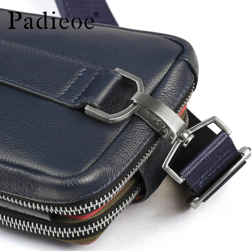 PADIEOE shoulder bag men leather crossbody bags for men genuine leather chest messenger bag men high quality pack