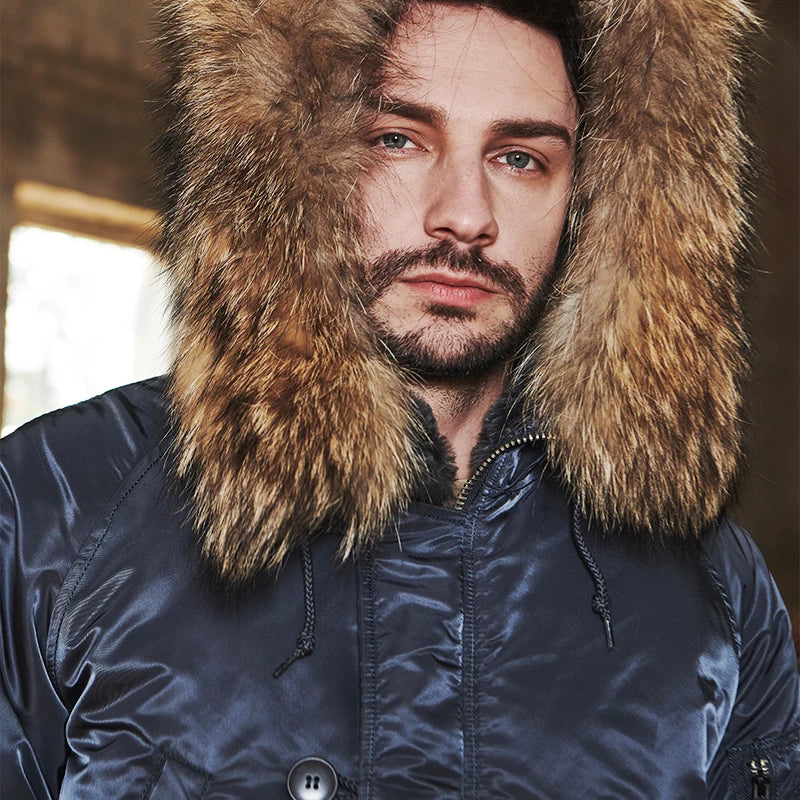 MGP Men's winter standard jacket classic n-3b parka for extreme cold weather waterproof removable faux fur around Hood