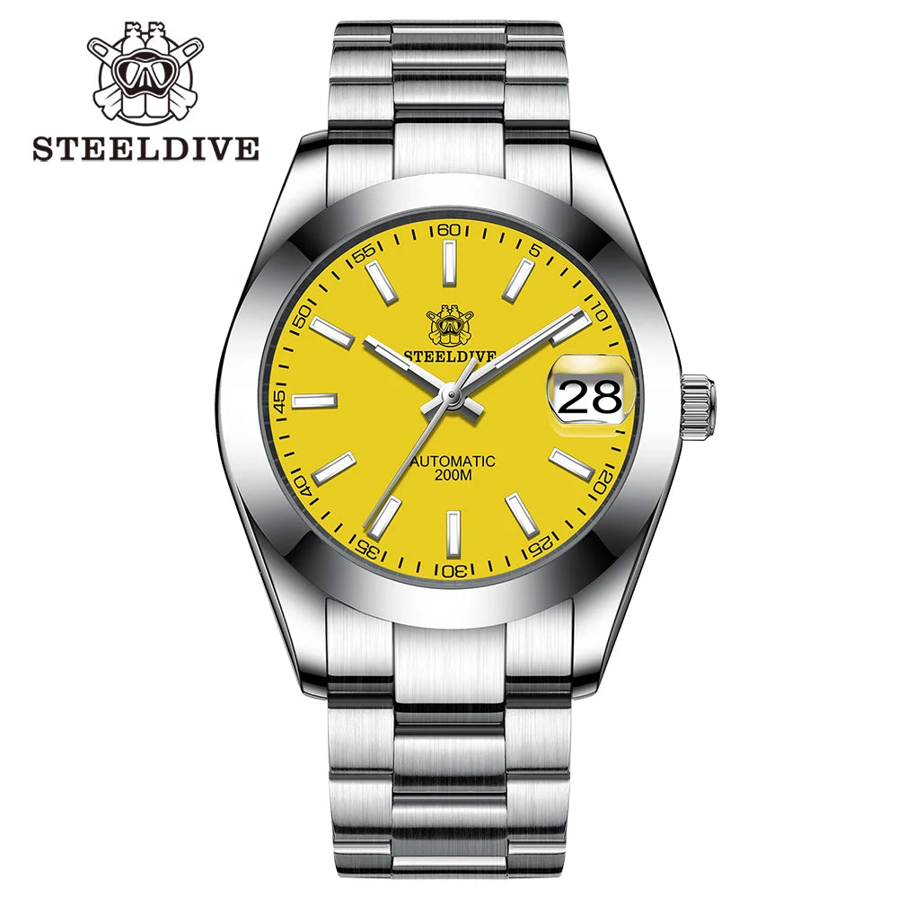 STEELDIVE SD1934 NH35 Automatic Movement 39mm Stainless Steel BGW9 Blue Luminous Sapphire Glass 200M Water Ghost Dive Watches