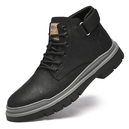 Luxury Genuine Leather Laced Desert Boots Men Shoe Brand Leather Handmade Designer Ankle Boots Fashion Outdoor Round Toe Boots