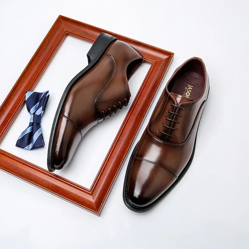 Man Genuine Leather Shoes Rubber Sole Man Business Office Male Dress Leather Wedding Party Shoes Plus 48 Men Italian Shoe