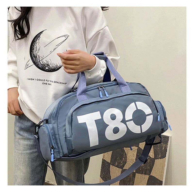 Women's Handbag T80 Gym Sports Backpack for Man Hand Bag Fitness Travel Tote Shoe Shoulder Duffle Crossbody Portable Boston Bag
