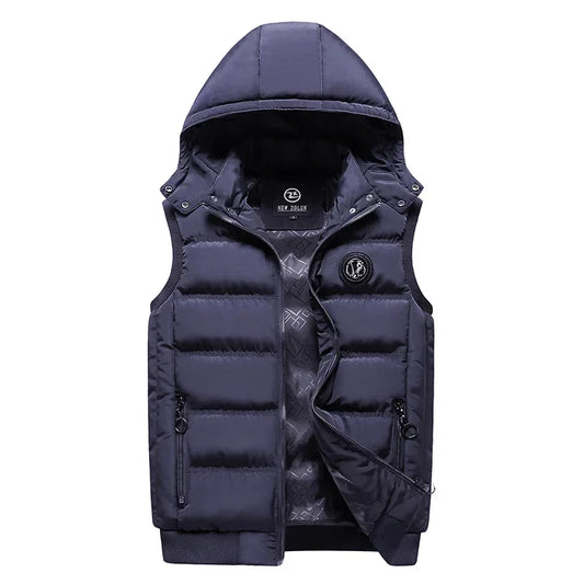 New Men's Winter Cotton Clothing Fashion Urban Hooded Cardigan Stand-up Collar Men's Casual Jacket Youth Classic Soft Warm Vest