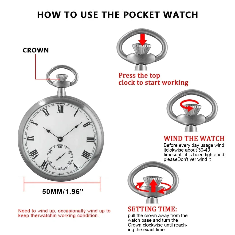 Luxury High Quality Full Steel Imperial Pocket Watch Mechanical Wind Up Vintage Antique Clock Honed Stainless Original Box Reloj
