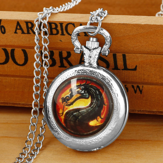 Personalised Fashion Silver Stainless Steel Tree of Life Glass Dome Quartz Pocket Watch Necklace Women Jewelry Pendant Chain