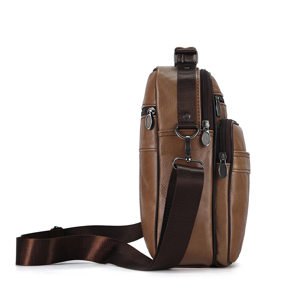 JOYIR Men Genuine Cowhide Leather Crossbody Bags Vintage Messenger Bag for Male Trendy Shoulder Handbag Casual Travel Sling Bag