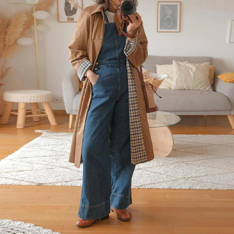 Flip Collar Single Breasted Long Jacket Cross border Fashion Women Personalized Street Slimming Trench Coat