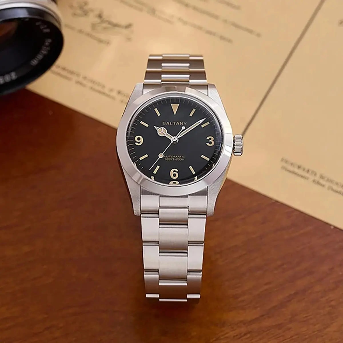 Baltany 2024 New 36mm Explorer NH38 Men's Automatic Mechanical Watch Sapphire Crystal Stainless Steel Waterproof 20Bar Luminous