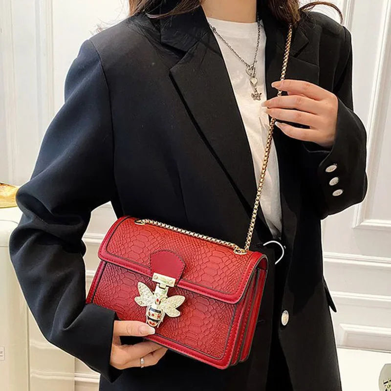 Luxury Handbags for Women Crossbody Bags Bee Lock Tote Casual Flap Purses Crocodile Print Leather Handbag Ladies Shoulder Bags