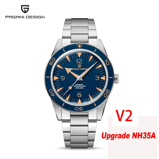 PAGANI DESIGN NH35 Automatic Men Mechanical Watches 200m Waterproof Sapphire Ceramic Diving Stainless Steel Clock V3
