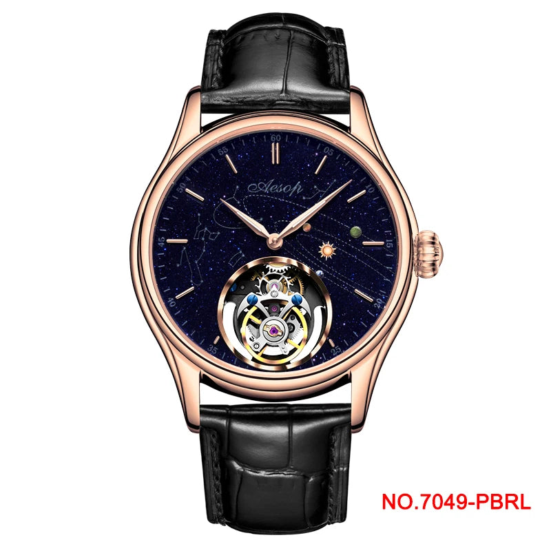 AESOP Flying Tourbillon Skeleton Mechanical Luxury Watches Waterproof Wristwatches Watch Brand For Men Movement Sapphire 2023