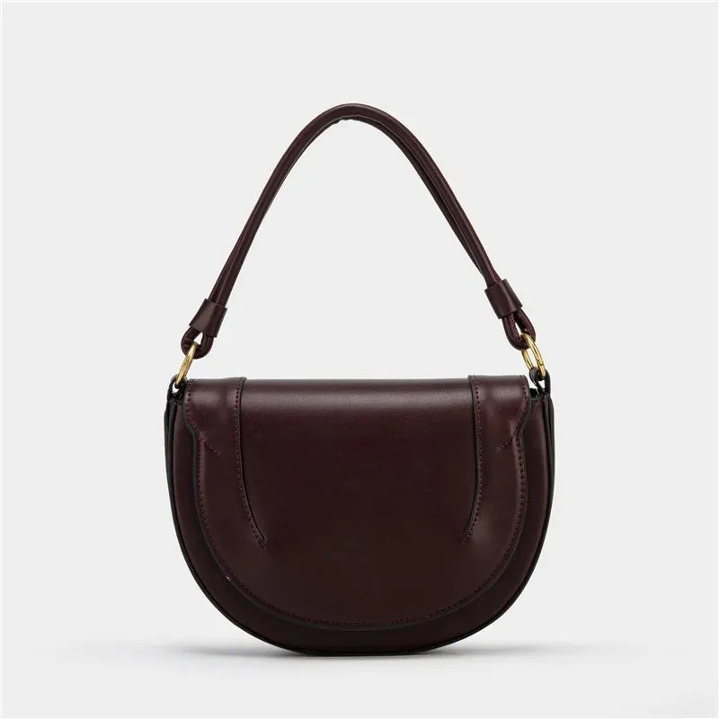 Fashion Saddle Women Handbags Designer Burgundy Flap Shoulder Bag Luxury Pu Leather Crossbody Bag Small Female Purses 2025