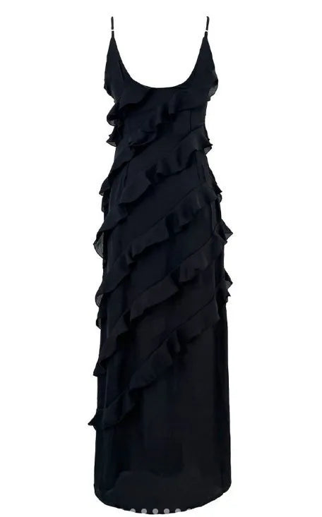 Customizable Ruffles V Neck Women Elegant Maxi Dress Sexy Party Club Backless Summer Sleeveless Beach Bodycon Long Dresses