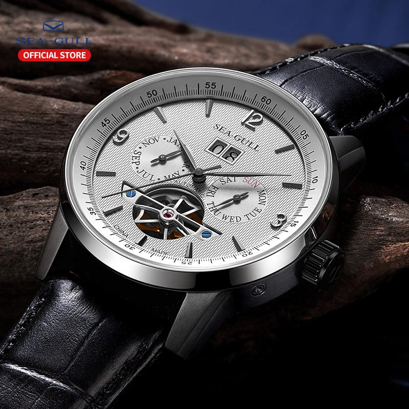 Seagull Men's Watch Automatic Mechanical Watch Business Casual Hollow Flywheel Multi-Function Dial Men's Watch 219.328