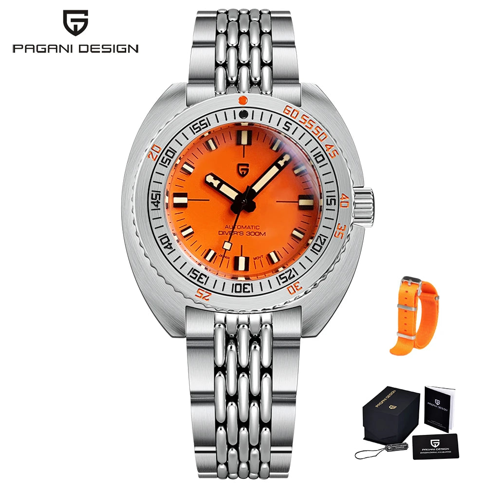 Pagani Design 2025 New Men Mechanical Watch NH38A PD1719 Sapphire Crystal Stainless Steel Business Waterproof 300m Reloj Hombre