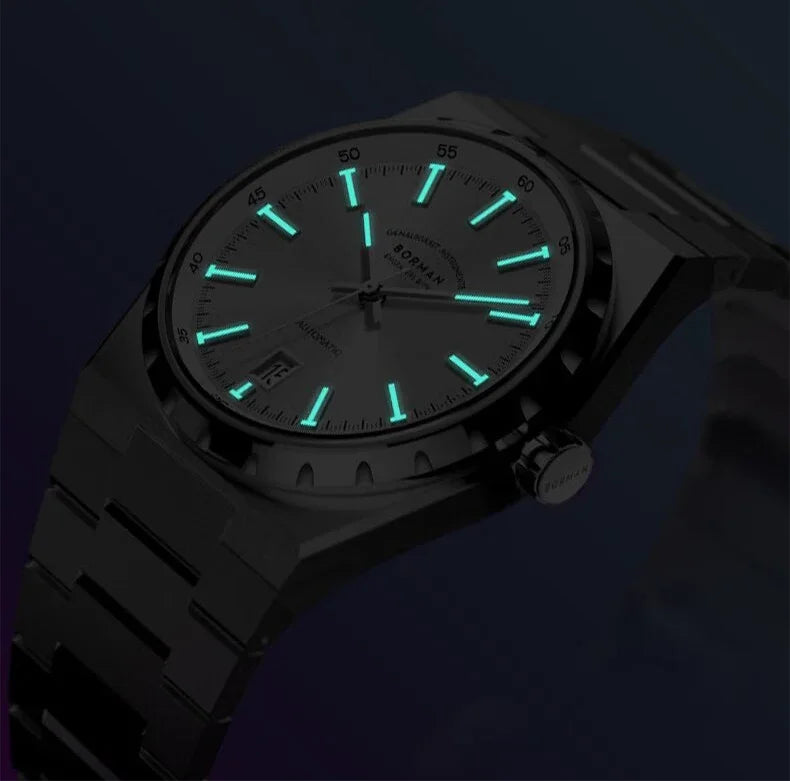 BORMAN Mens Automatic Watches 40mm Mechanical Wristwatch Ultrathick 10mm 5Bar Waterproof Sapphire Mirror Luminous Miyota 9015