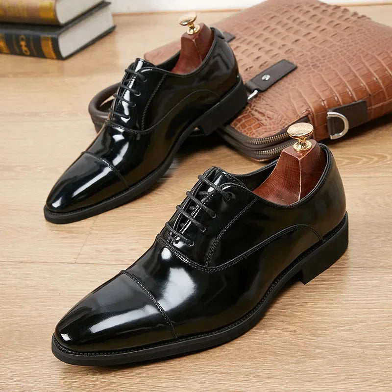 Genuine Leather Men Internal Elevation Dress Shoes for Men Triple Splicing Luxury Party Office Business Shoes Plus Size 45