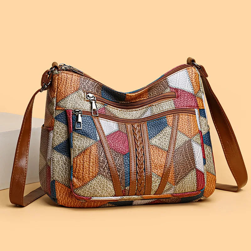 Patchwork Handbags For Women Adjustable Strap Top Handle Bag Large Capacity Totes Shoulder Bags Fashion Crossbody Bags Work Gift