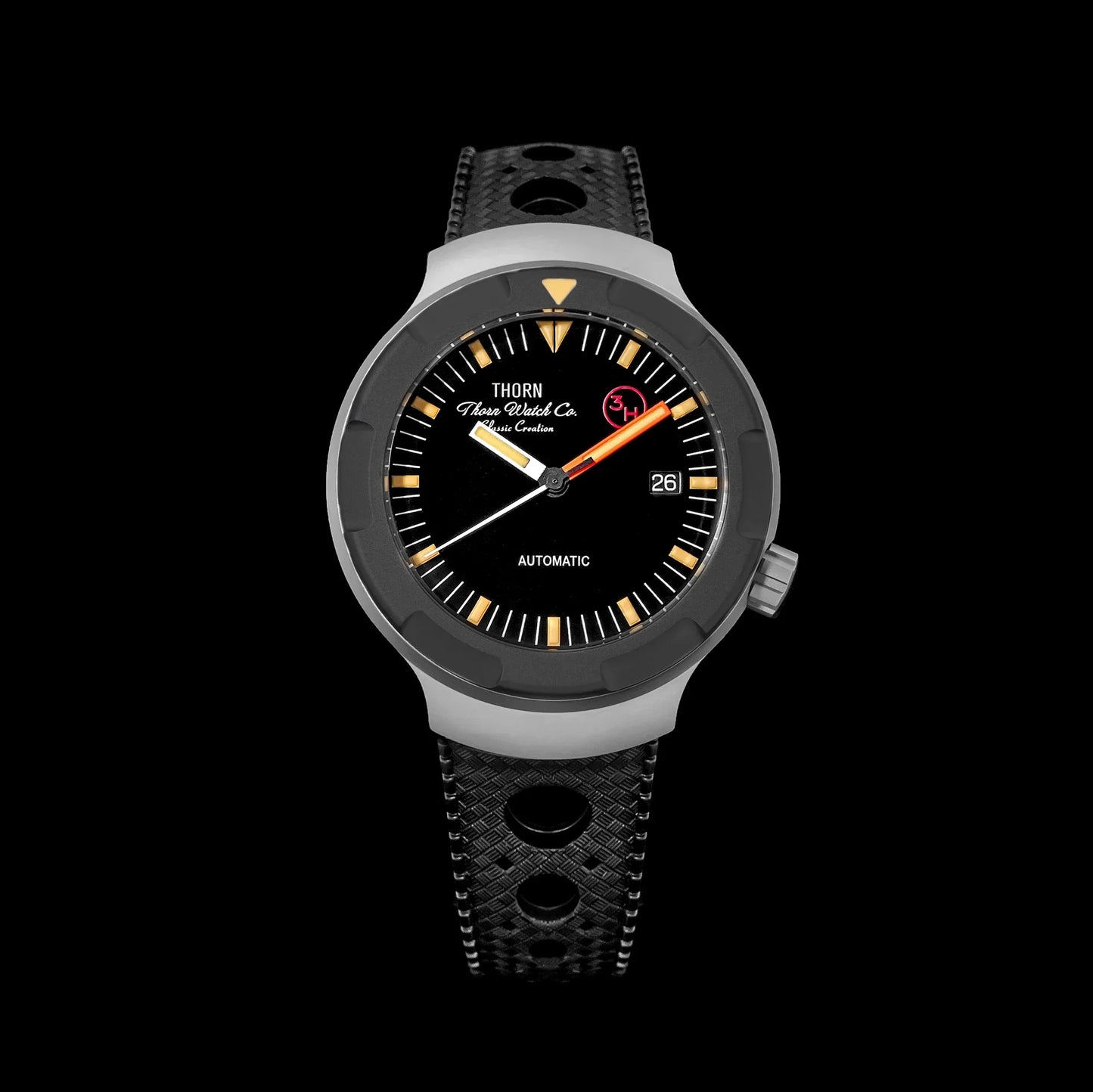 2025 New Thorn T018 Titanium Retro Trendy Watch Fluororubber Strap Sapphire Waterproof Luminous Men's Watch Salutes Classic