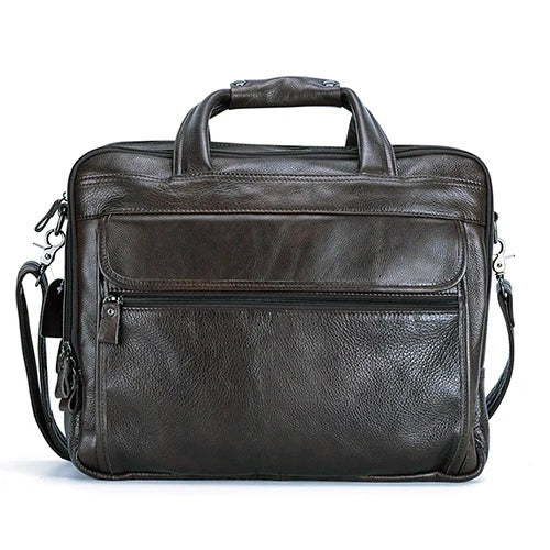 Large Genuine Leather Briefcase for Men A4 Office Handbag Men's Business Casual Travel Messenger Bag 15.6" Laptop Shoulder Bags