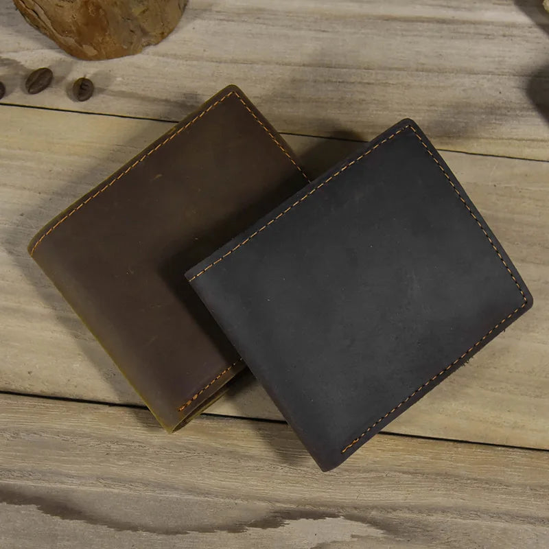 Newsbirds Simple Design Leather Short Wallet For Men Male Real Cowskin Short Card Purse Mini Men's Slim Purse Men Wallet Thin