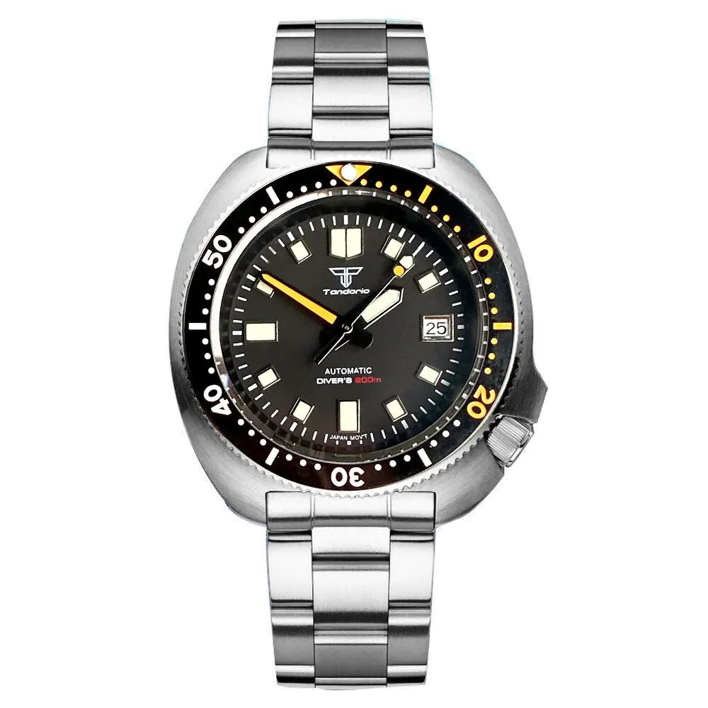 Tandorio Captain Diver Turtle Mechanical Watch for Men NH35A 30bar Wateproof Steel Wristwatch 4.1 Crown 120clicks Bezel