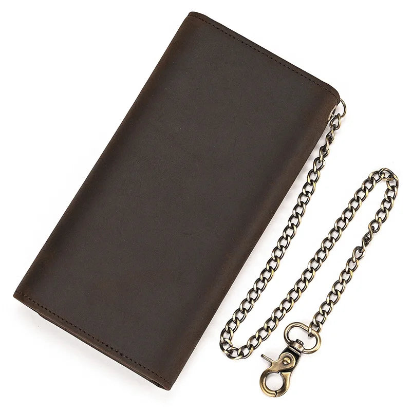Newsbirds luxury brand designer men leather wallet 3D Tiger Dragon embossing cowhide men's wallet with iron chain high fashion