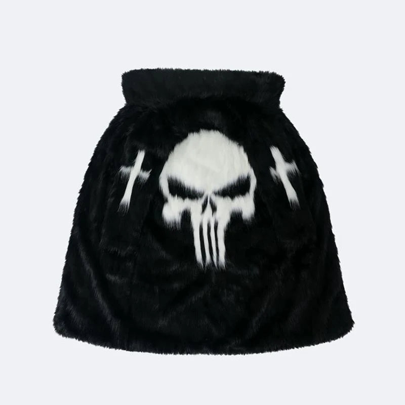 PFHQ Men's Men's Long Faux Fur Coat Windbreakers Personality Skull Pattern Plush Creativity High Street Autumn Winter 21Z2163