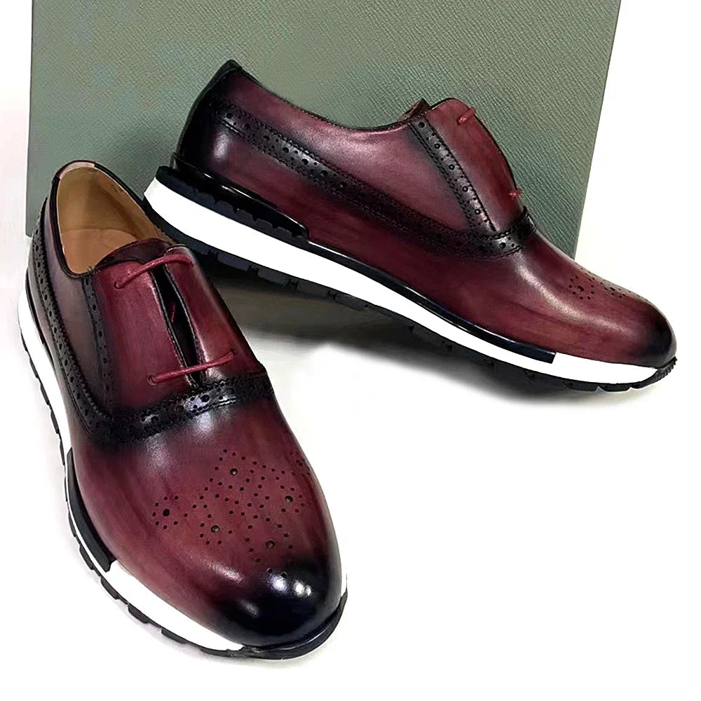 Luxury Brand Design Men's Oxford Sneaker Formal Calf Genuine Leather Laces Two-eyelet Anti-slip Rubber Sole Casual Shoes for Men