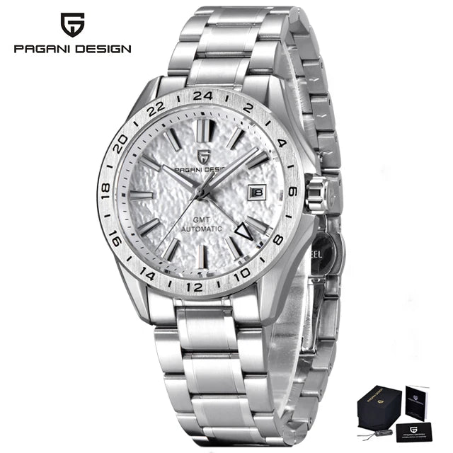 PAGANI DESIGN New 39mm Desert Texture Luxury Business Men's Watch GMT Automatic Mechanical Sapphire 100M Waterproof Night Light