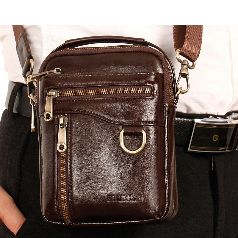 Genuine Leather Men Shoulder Crossbody Bags Casual Waist Pack Handbags For Male Messenger Tote Flap Sling Purse Clutch JYY1057