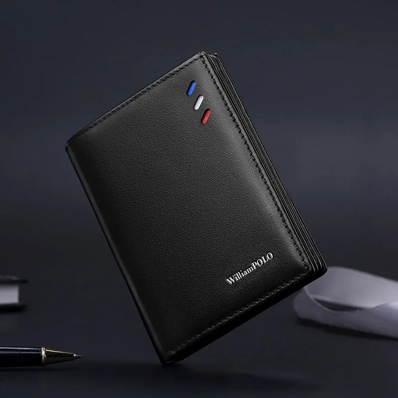 Genuine leather men's wallet, fashionable short style card holder, multifunctional coin purse