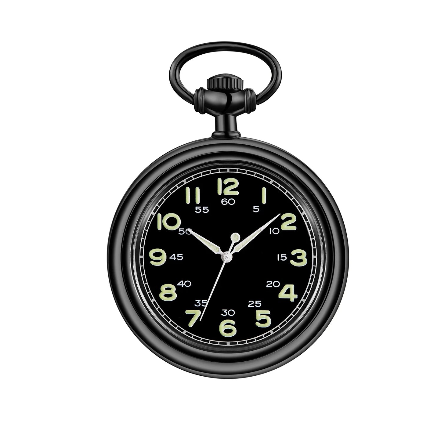Noctilucent Fluorescent Open Face Arabic Numerals Mechanical Pocket Watch Chain Luminous Pendant Jewelry Clock Gifts Men Women