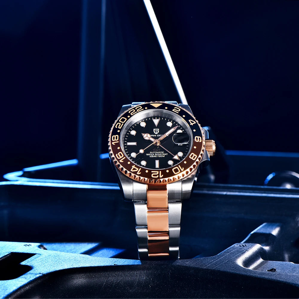 PAGANI DESIGN New NH34 Men Mechanical Watches AR Coating Sapphire Glass Automatic Watch 100M Waterproof GMT Sports Watch for Men