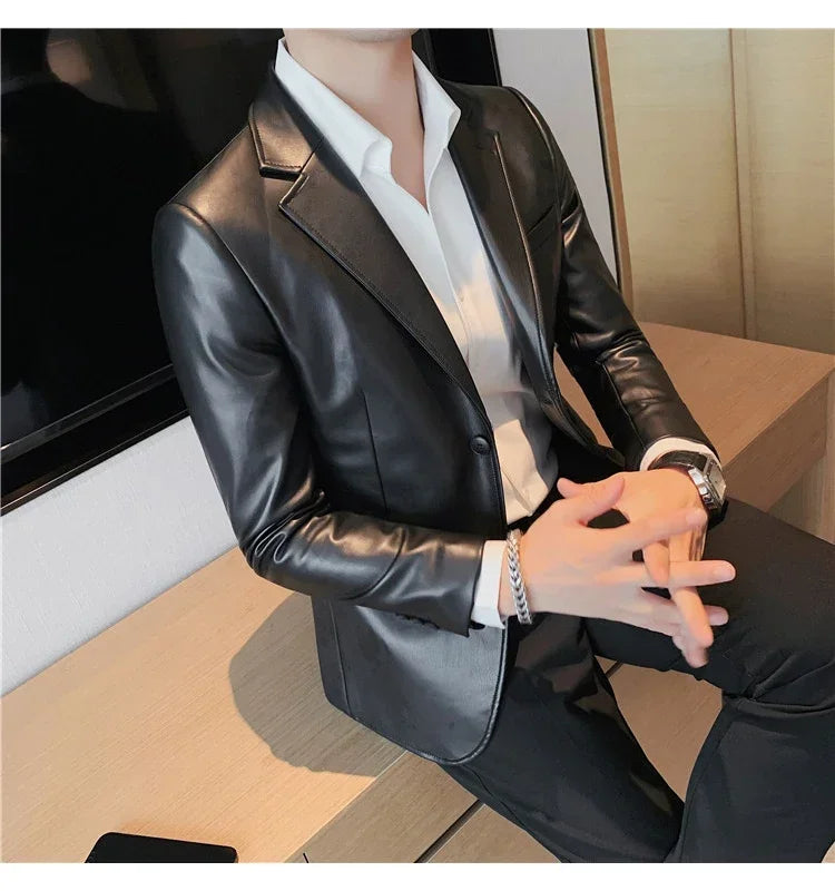2025 Men's Casual Autumn Winter Brand Clothing Leather Jackets Male Slim Fit Fashion Casual Leather Jackets/Man Coats S-3XL