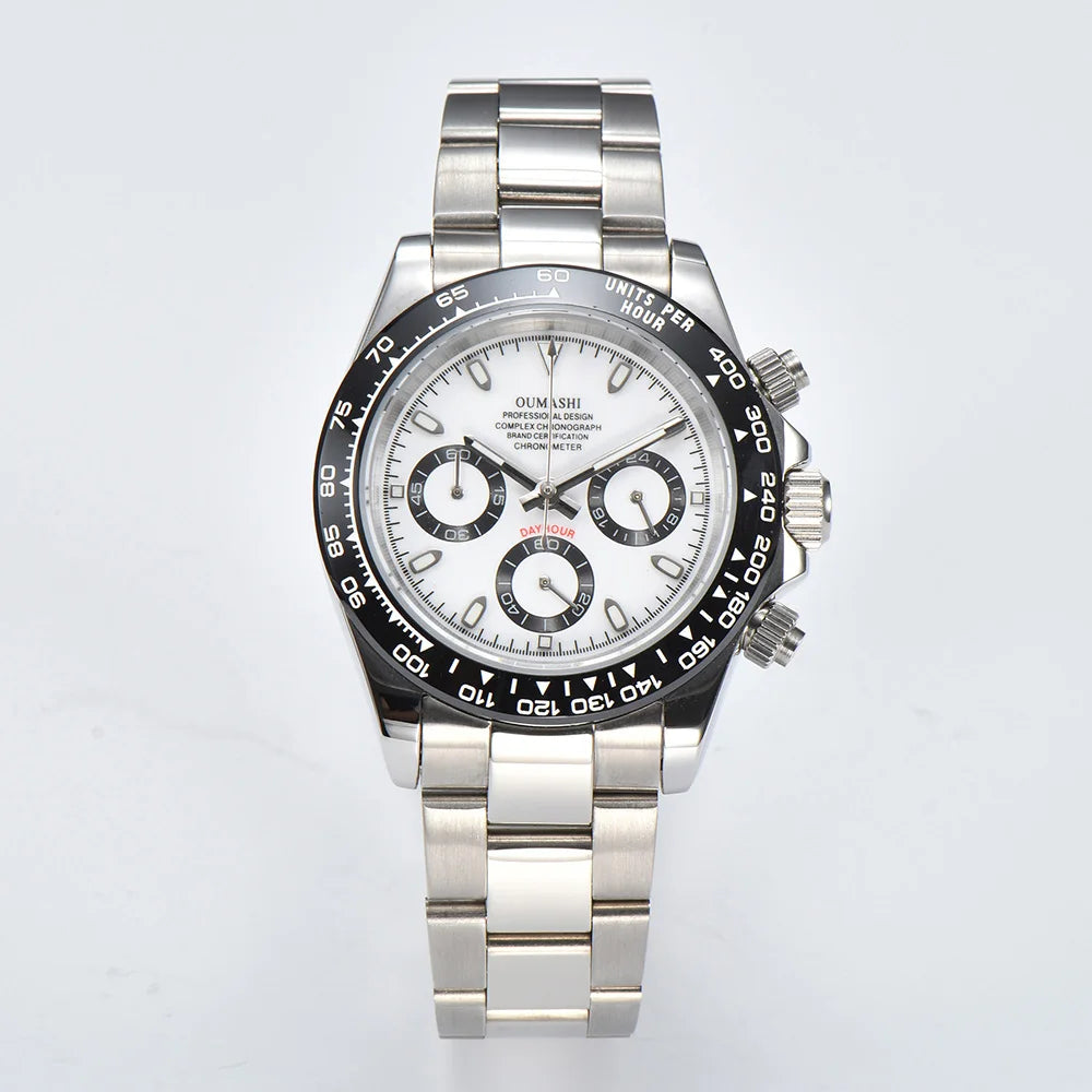 OUMASHI VK63 Man luxury panda watches Sports Quartz Watch Sapphire Stainless Steel Waterproof  Chronometer for vk63 Movement