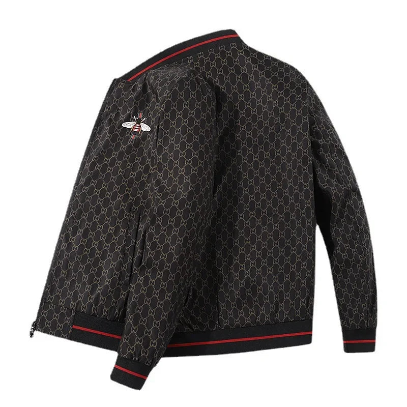 Men's Trendy Slim Fit Embroidered Blazer Casual Printed Top For Spring Autumn New Style Baseball Collar Middle Youth