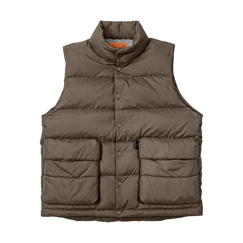 Maden Men's Autumn and Winter Down Vest White Duck Down Filling Thickened Warm Stand-up Outerwear Vests Large Double Side Pocket