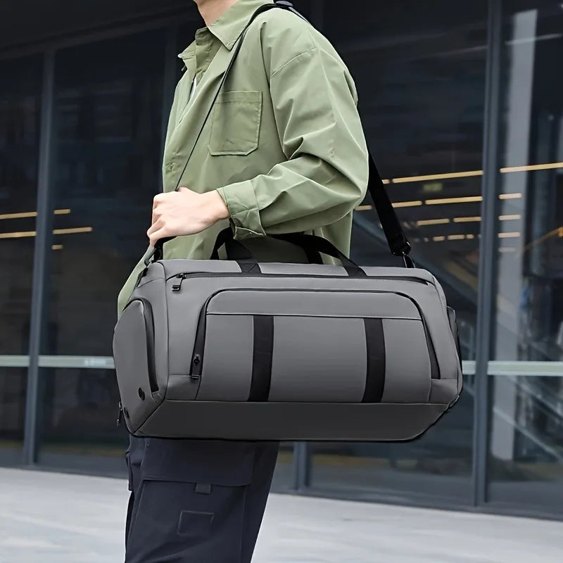 Large capacity men's sports crossbody bag, suitable for gym, travel, and outdoor activities - available in gray/green/black