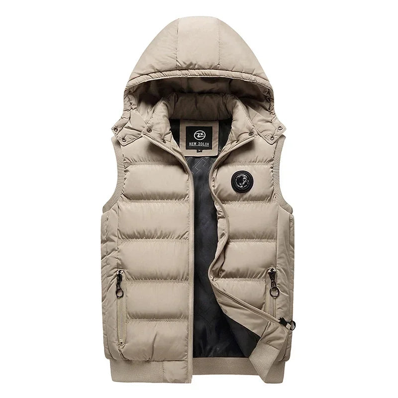 New Men's Winter Cotton Clothing Fashion Urban Hooded Cardigan Stand-up Collar Men's Casual Jacket Youth Classic Soft Warm Vest