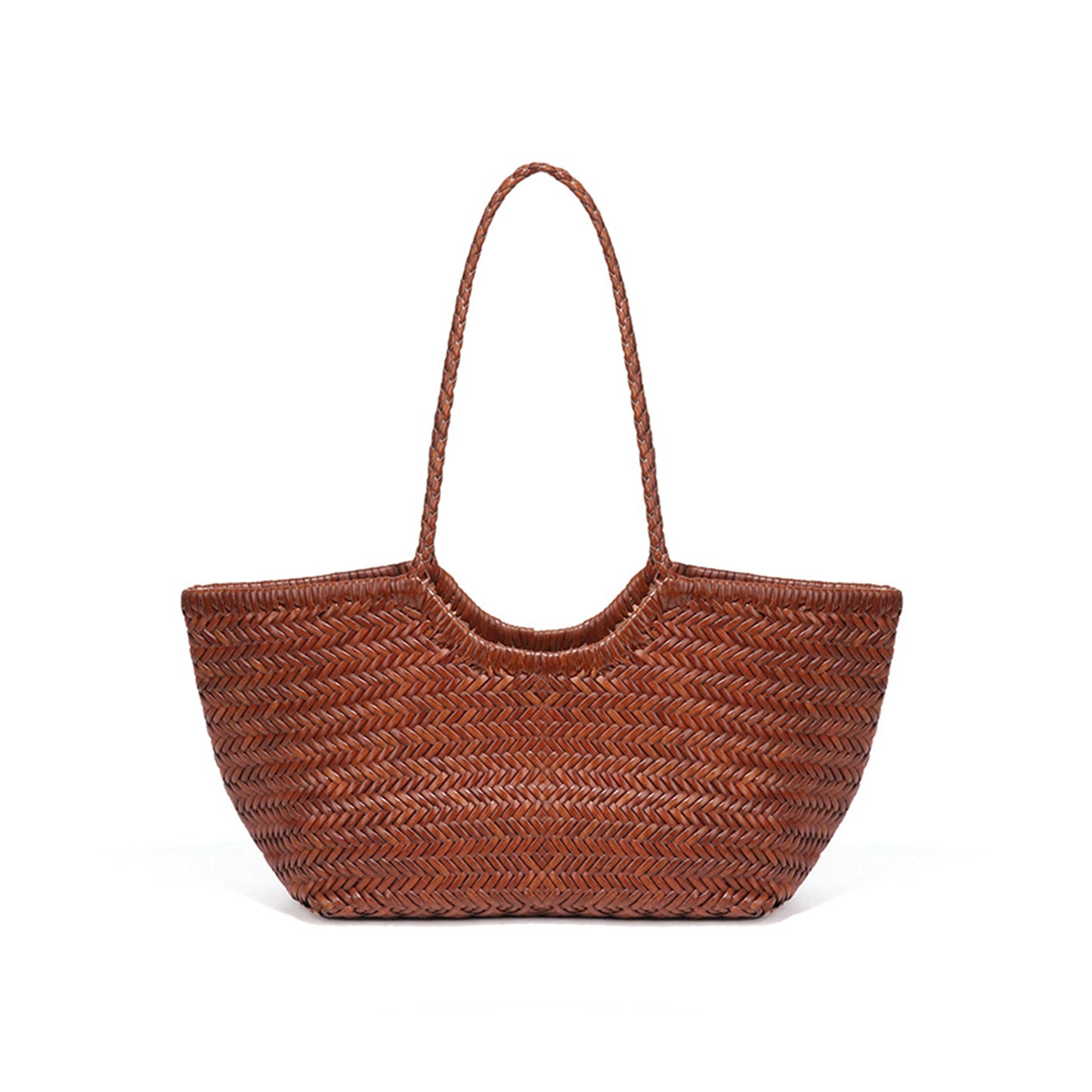 Genuine Leather Hand-woven Vintage Tote Bag New Classic Design Cowhide Shoulder Bag Women's Spring Summer French Bucket Bag 2025