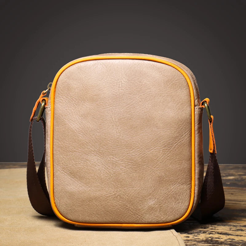LUOKIR Men's Genuine Leather Shoulder Bag Vintage High Quality Messenger Bag Casual Weekend Small Crossbody For 7.9 Inch IPad