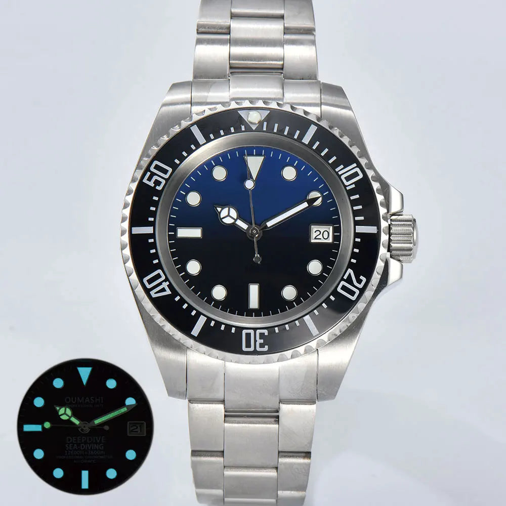 44mm men's watch NH35 movement automatic mechanical watch sapphire glass business deep-sea watch stainless steel strap