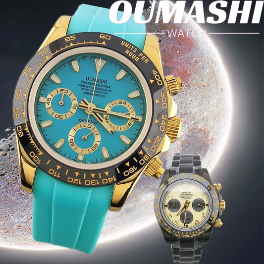 Business 39mm Quartz Watch Men's Chronograph Sapphire Crystal VK63 Movement Arabian luminous dial stainless steel men's watch