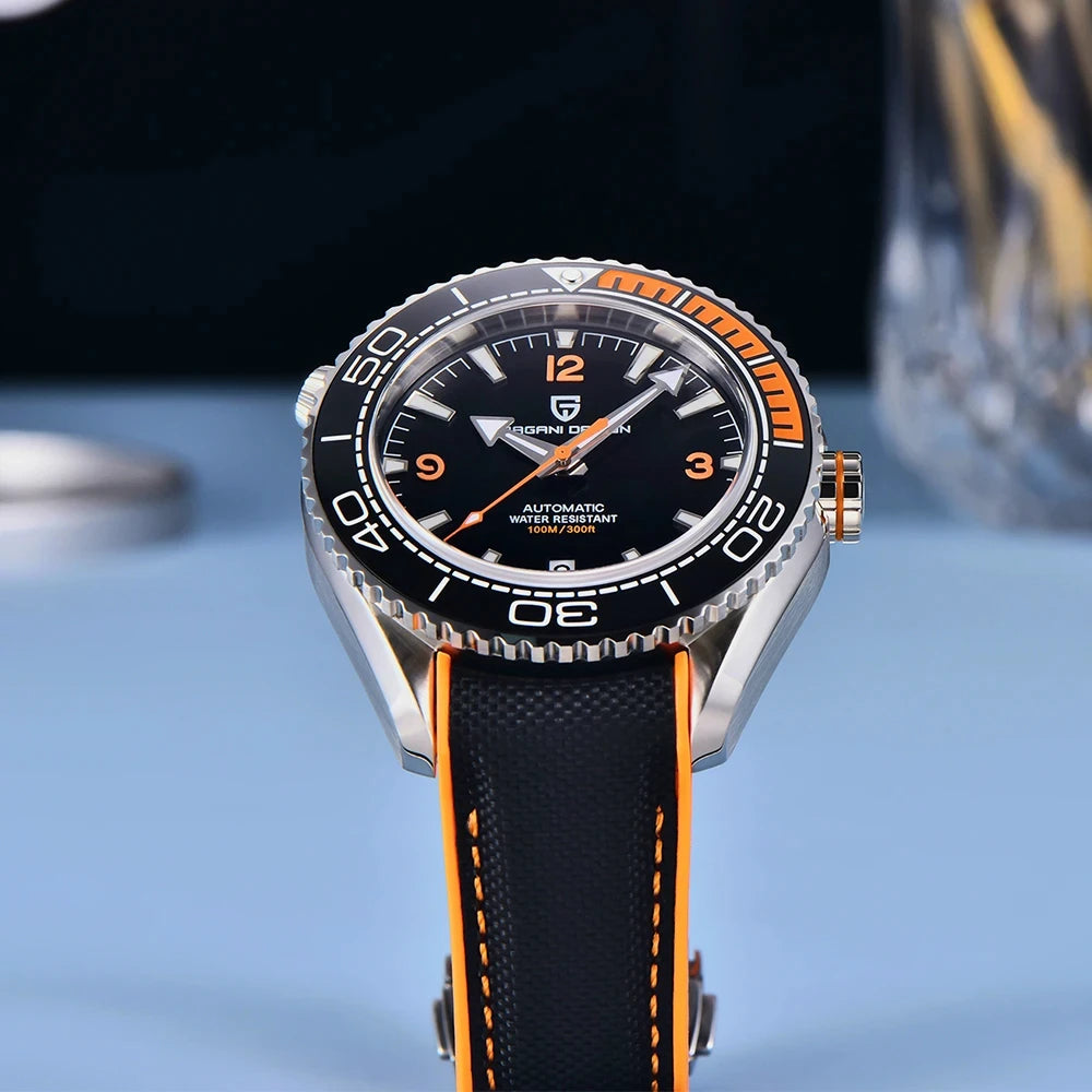 PAGANI DESIGN Classic Luxury Men Automatic Watch Sapphire Glass Mechanical Wristwatch Stainless Steel 100M Waterproof Watches